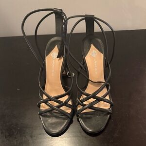 ANTONIO MELANI Black Strappy Lace-Up High Heel Sandals
